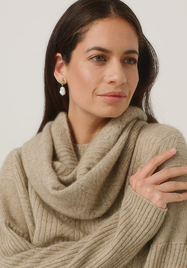 Textured Loop Scarf in Latte | Merinomink