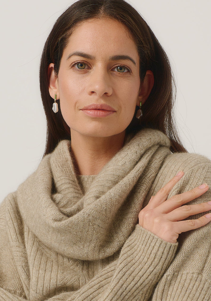 Textured Loop Scarf in Latte | Merinomink