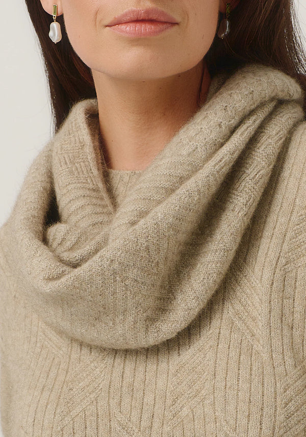 Textured Loop Scarf in Latte | Merinomink