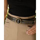 Soraya Black Studded Leather Belt | Amsterdam Heritage
