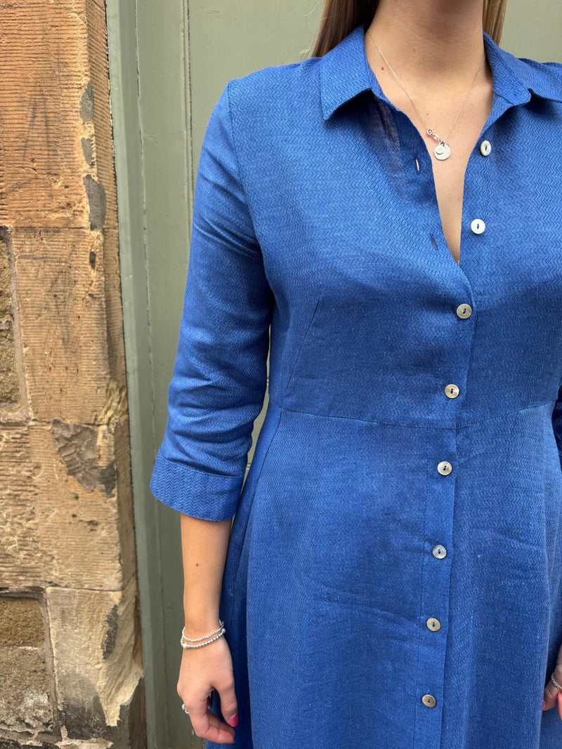 The Blue Mamma Midi Linen Dress | Sartoria Saracena