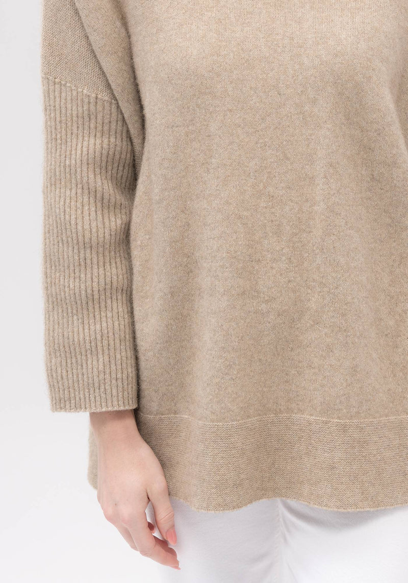 Audra Cape Sweater in Latte | Merinomink at Sarah Thomson Melrose | UK Stockist | Sleeve details