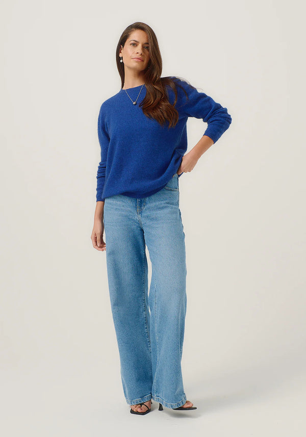 Mia Crew Jumper in Dusty Blue | Merinomink