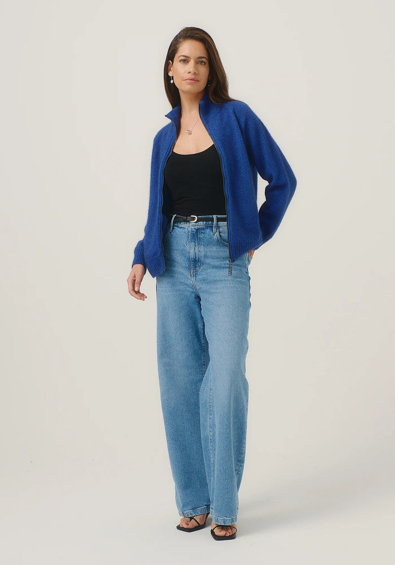 Arianne Zip-Up Jacket in Dusty Blue | Merinomink