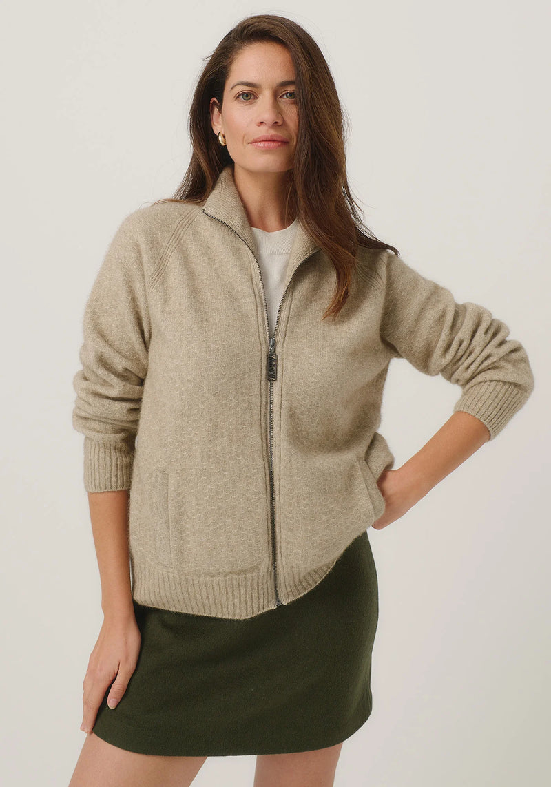 Arianne Zip-Up Jacket in Latte | Merinomink