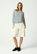 Fountain Sweater in White Linen & Tide Pool Stripe | Untouched World