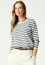 Fountain Sweater in White Linen & Tide Pool Stripe | Untouched World