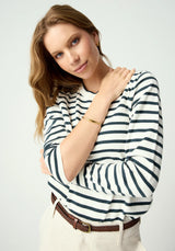 Fountain Sweater in White Linen & Tide Pool Stripe | Untouched World