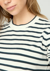 Fountain Sweater in White Linen & Tide Pool Stripe | Untouched World