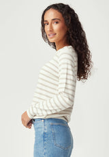 Fountain Sweater in White Linen & Pearl Stripe | Untouched World