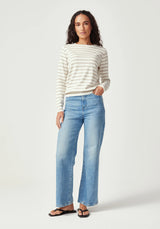 Fountain Sweater in White Linen & Pearl Stripe | Untouched World