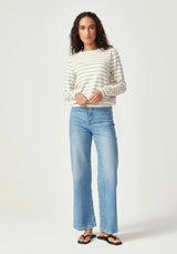 Fountain Sweater in White Linen & Pearl Stripe | Untouched World