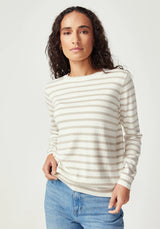 Fountain Sweater in White Linen & Pearl Stripe | Untouched World