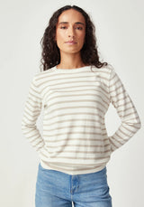 Fountain Sweater in White Linen & Pearl Stripe | Untouched World