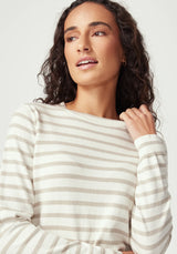 Fountain Sweater in White Linen & Pearl Stripe | Untouched World