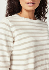 Fountain Sweater in White Linen & Pearl Stripe | Untouched World