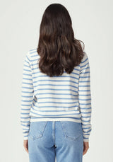 Fountain Sweater in White Linen & Sky Blue Stripe | Untouched World
