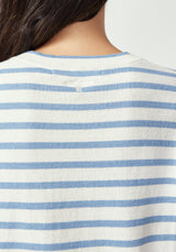 Fountain Sweater in White Linen & Sky Blue Stripe | Untouched World