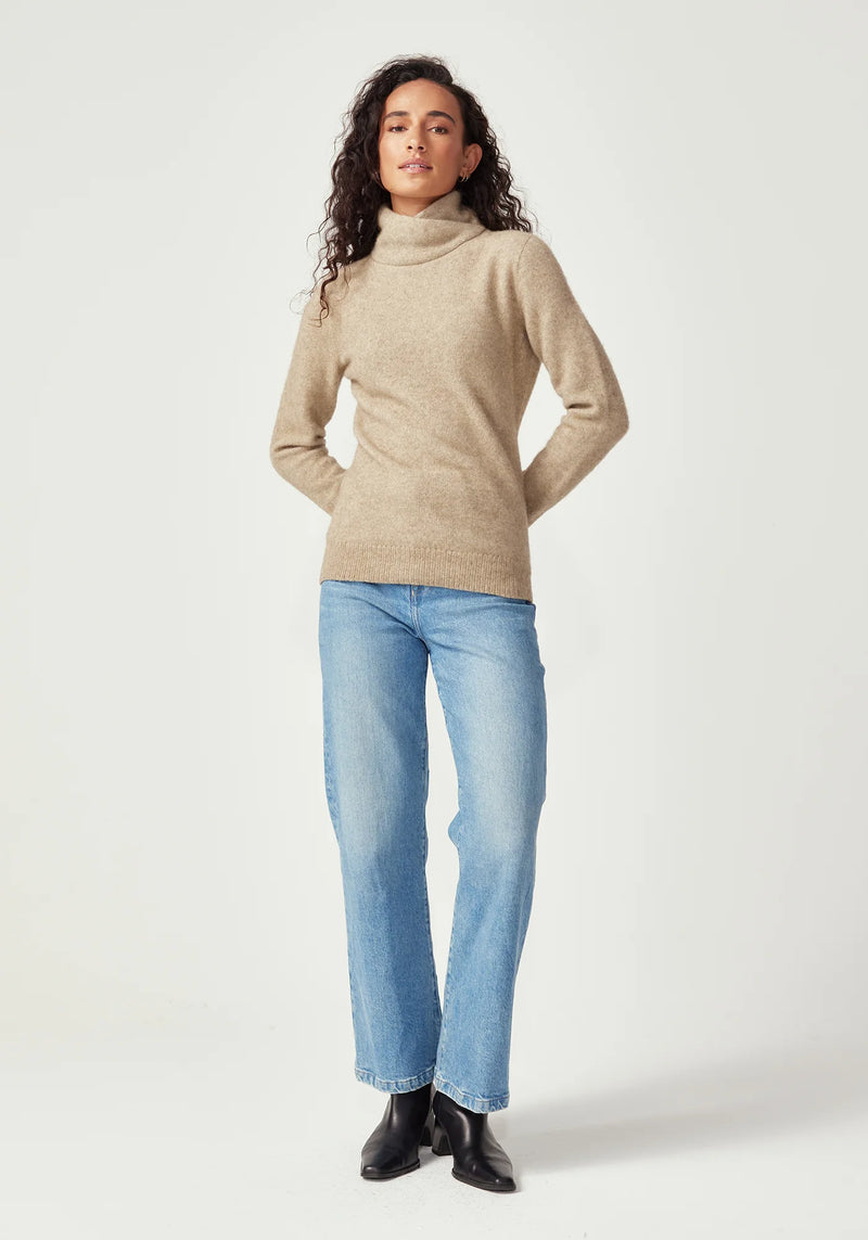 Cross Neck Sweater in Latte | Untouched World