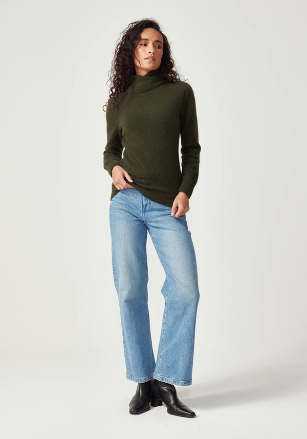 Cross Neck Sweater in Thyme | Untouched World