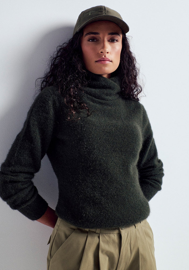 Cross Neck Sweater in Thyme | Untouched World