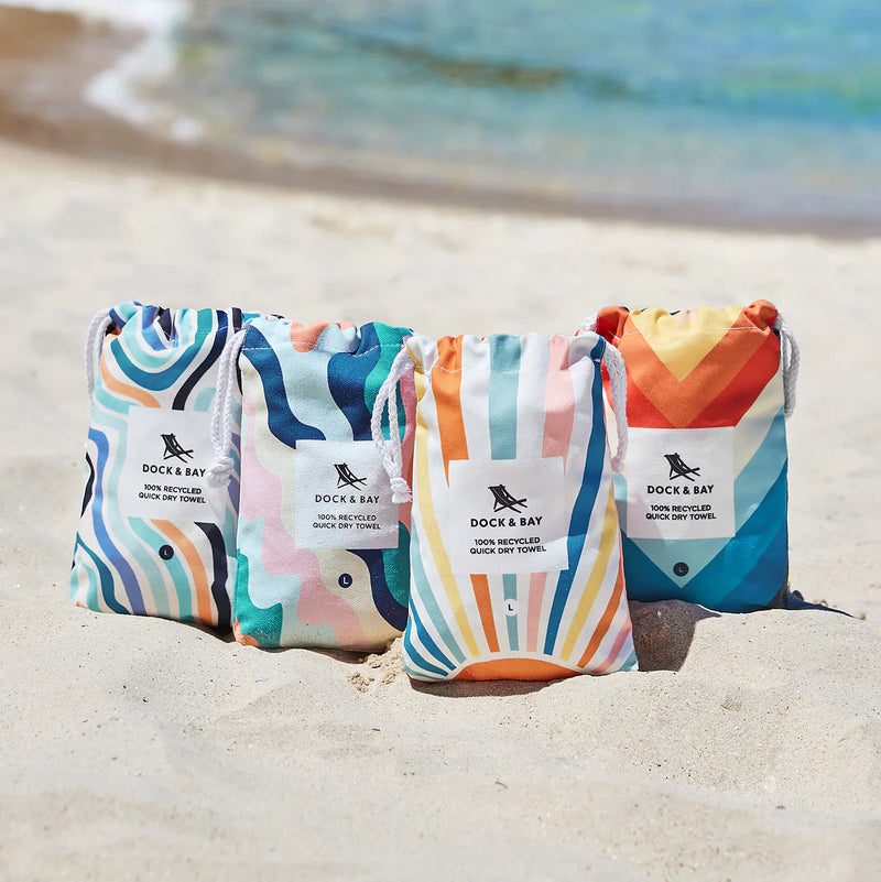 Groovy Dunes Quick Dry Beach Towels - Large | Dock & Bay in travel pouch