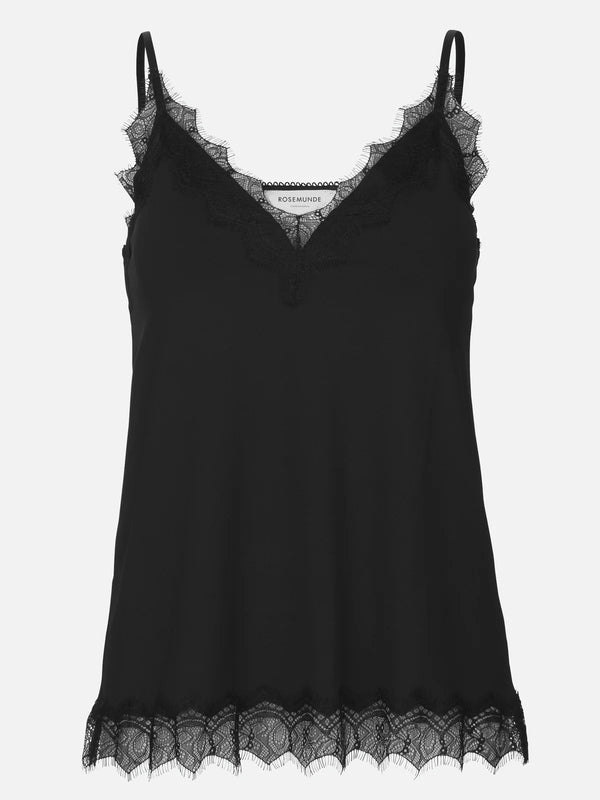 Lace Strap Vest Top in Black | Rosemunde