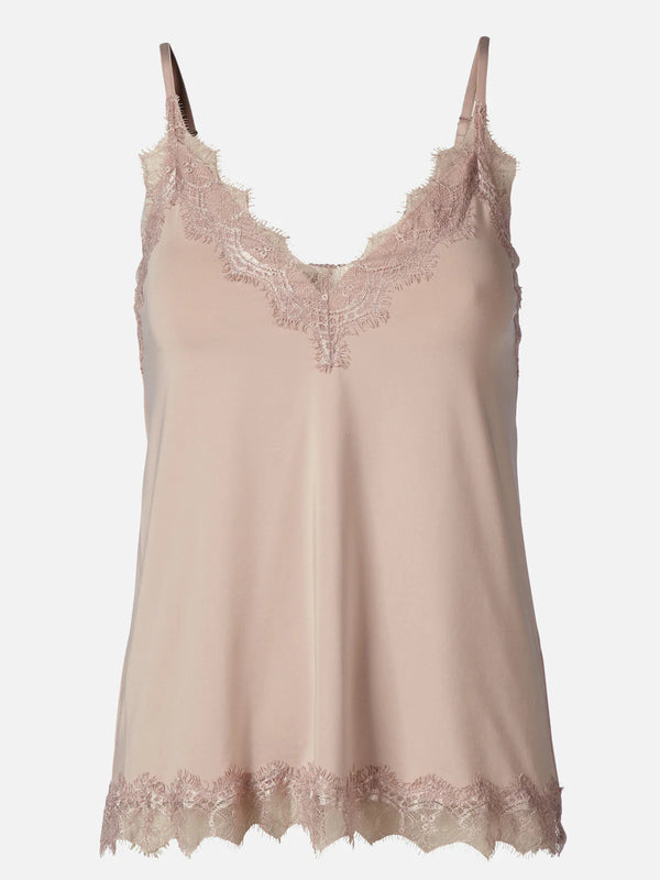 Lace Strap Vest Top in Vintage Powder | Rosemunde