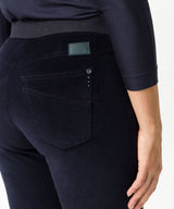 Pamina Navy Corduroy Pull-On Trousers | Brax at Sarah Thomson Melrose | Back pocket details