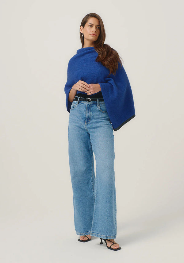 Two Tone Poncho in Dusty Blue/Slate | Merinomink