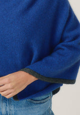 Two Tone Poncho in Dusty Blue/Slate | Merinomink