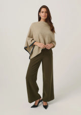 Two Tone Poncho in Latte/Slate | Merinomink