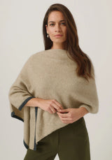 Two Tone Poncho in Latte/Slate | Merinomink