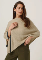 Two Tone Poncho in Latte/Slate | Merinomink