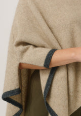 Two Tone Poncho in Latte/Slate | Merinomink