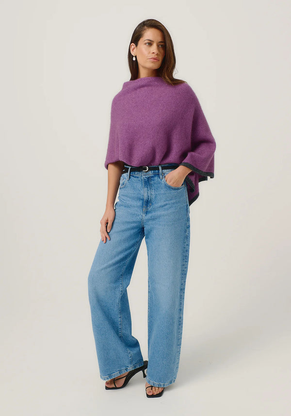 Two Tone Poncho in Lavender/Slate | Merinomink