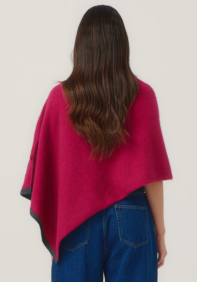Two Tone Poncho in Lupin/Slate | Merinomink