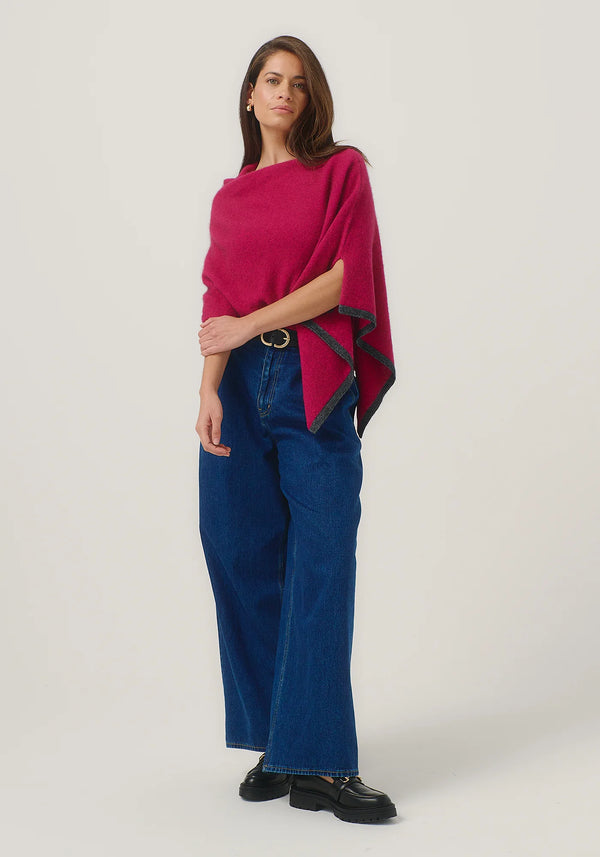 Two Tone Poncho in Lupin/Slate | Merinomink