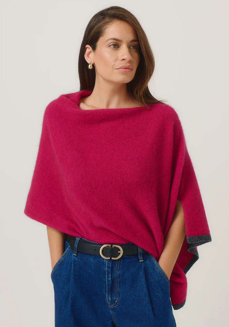 Two Tone Poncho in Lupin/Slate | Merinomink