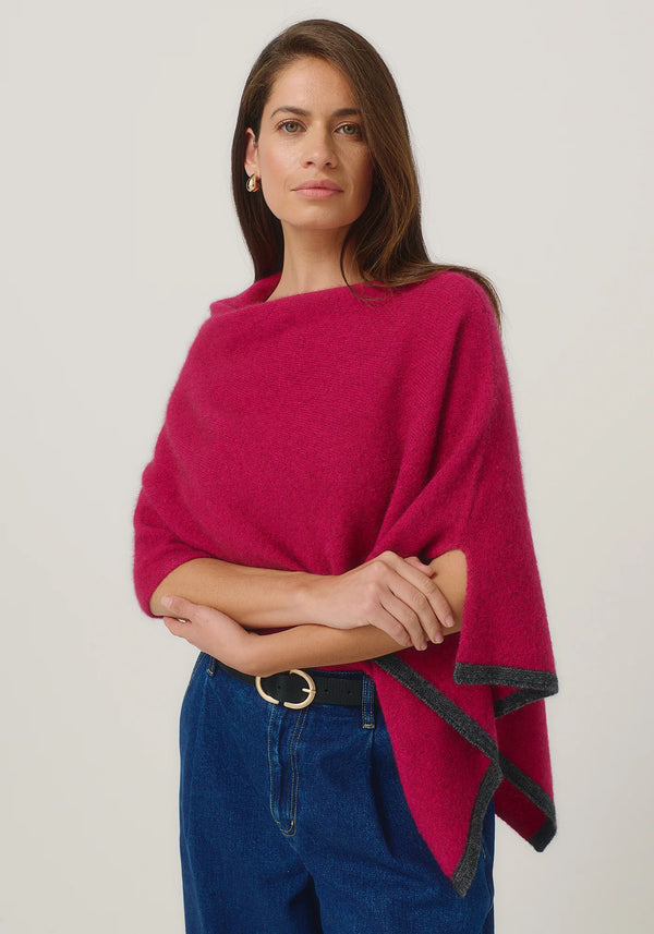 Two Tone Poncho in Lupin/Slate | Merinomink