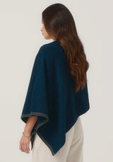 Two Tone Poncho in Peacock/Slate | Merinomink