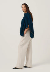 Two Tone Poncho in Peacock/Slate | Merinomink