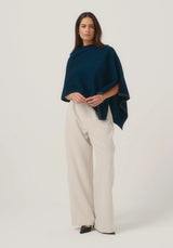 Two Tone Poncho in Peacock/Slate | Merinomink