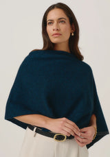 Two Tone Poncho in Peacock/Slate | Merinomink