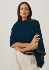 Two Tone Poncho in Peacock/Slate | Merinomink