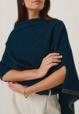 Two Tone Poncho in Peacock/Slate | Merinomink