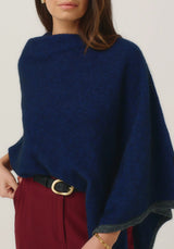 Two Tone Poncho in Zephyr/Slate | Merinomink