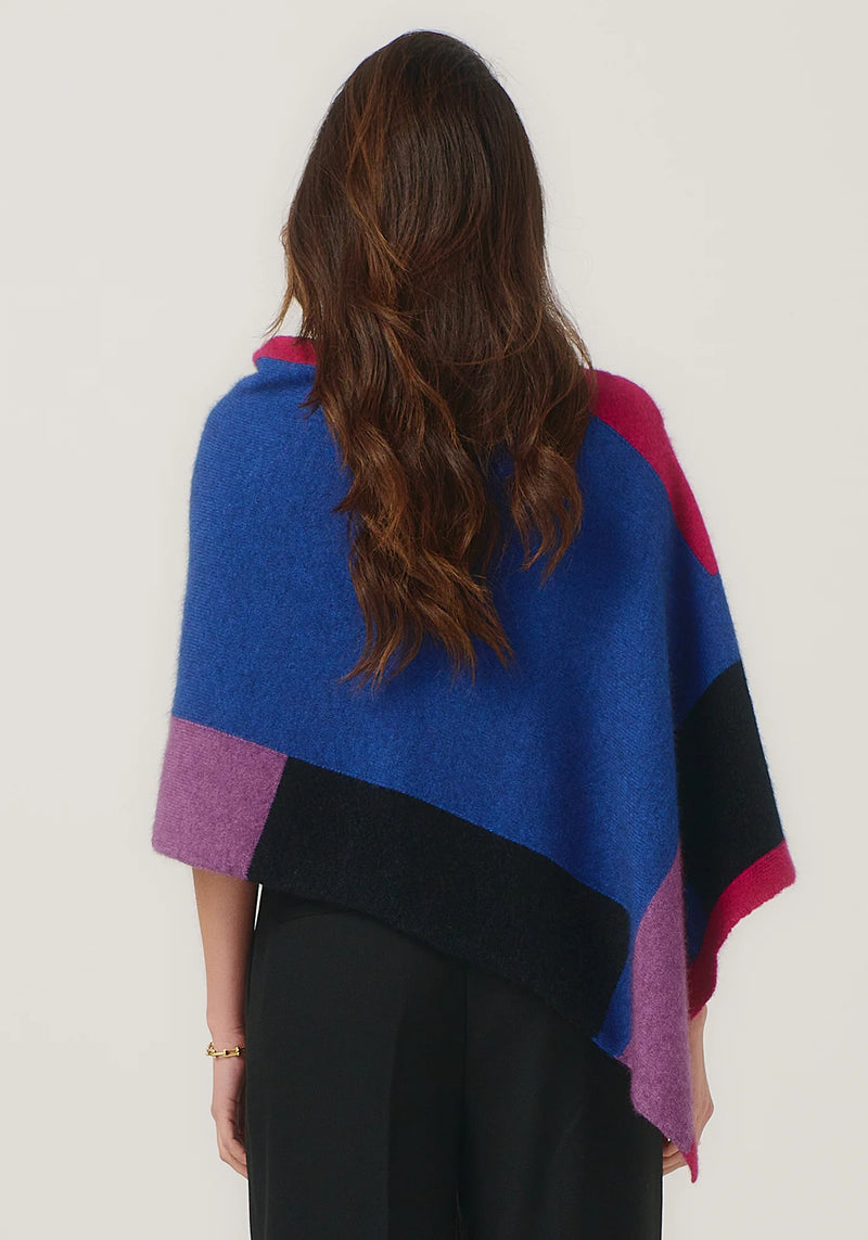 Empress Poncho in Dusty Blue/Lupin Multi | Merinomink
