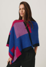 Empress Poncho in Dusty Blue/Lupin Multi | Merinomink