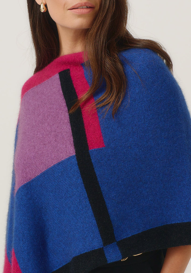 Empress Poncho in Dusty Blue/Lupin Multi | Merinomink